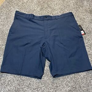 Walter Hagen Golf Shorts Mens 46 Perfect 11 Navy Blue Flat Front 10” Inseam NWT